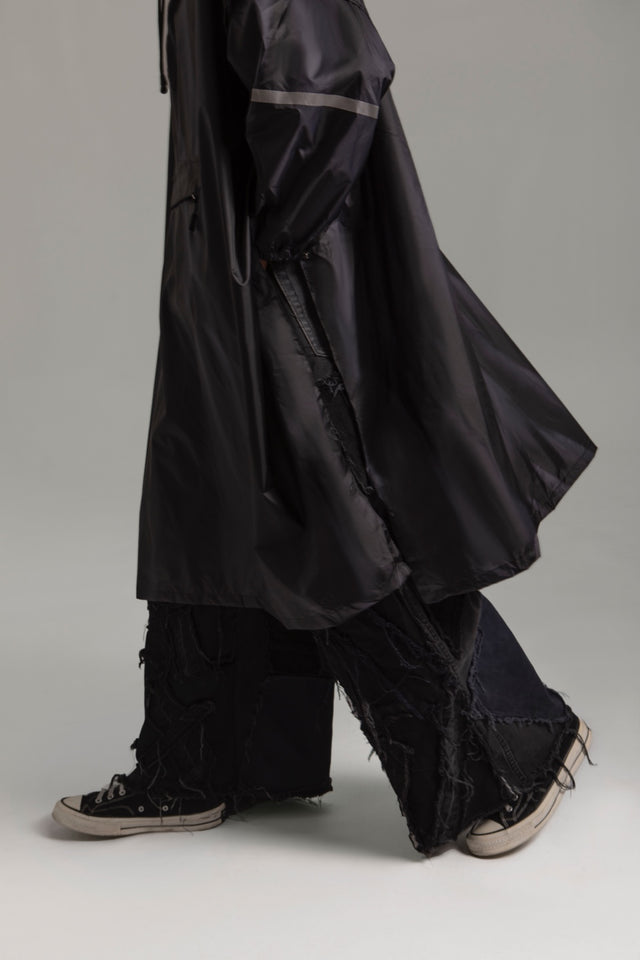 All-black raincoat